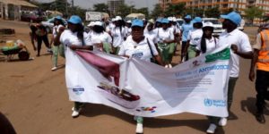 Members of the NYSC at Antibiotic guardian walk during the world antibiotic awareness week November 2017